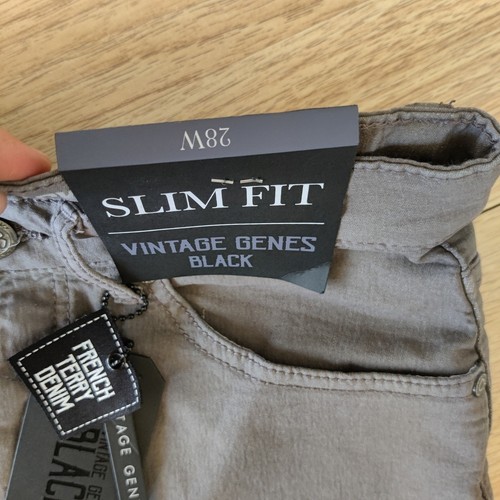 Vintage Genes Black French Terry Denim Slim Fit Men's Shorts Sz 28W Dark Gray - Picture 3 of 9