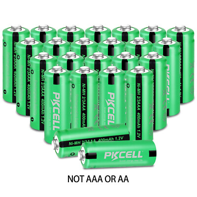 4-200X PKCELL 2/3AAA Size Rechargeable Batteries 400mAh 1.2V NiMH Button Top Lot