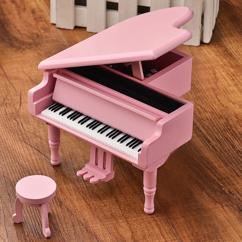 Wood Pink Piano Music Box Wind Up 50 Tunes Option Party Present Gift ...