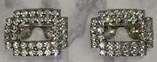 Musi Signed Silver Tone Prong Set Rhinestone Shoe Clips J-86