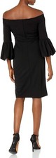 Eliza J - Off the Shoulder Puff Sleeve Dress Color black Size 8