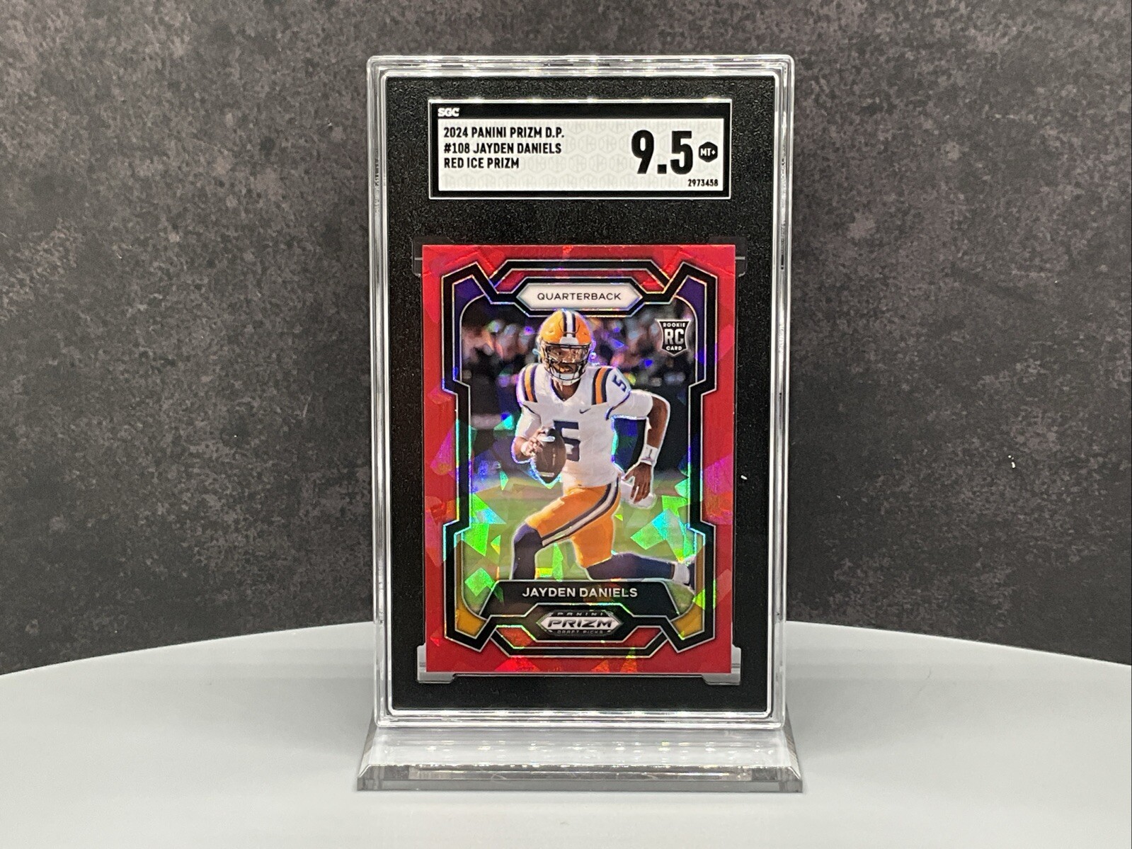Jayden Daniels 2024 Panini Prizm Draft Picks Red Ice Prizm #108 (RC) SGC 9.5