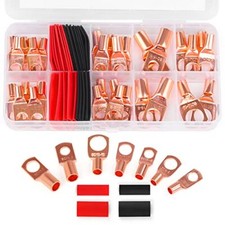 60 Pcs Copper Wire Lugs Terminal Connectors Battery Cable Lugs with Heat Shrink