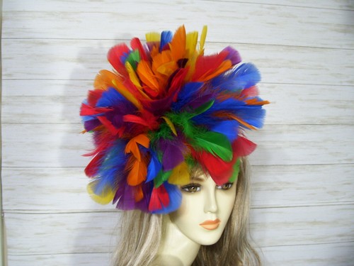 Rainbow Feather Fascinator Hat Gay 