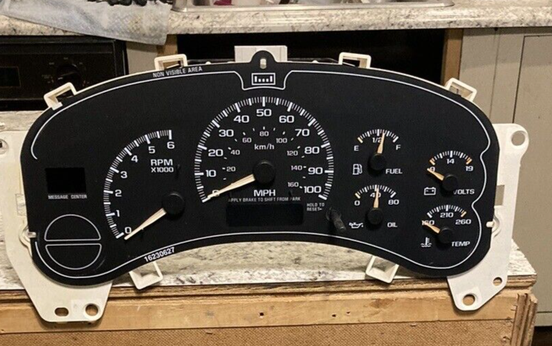 Reman 1999-2002 Chevy Silverado Sierra Tahoe Instrument Cluster – Programmed Miles, PRNDL321 Fixed, 6 Gauges