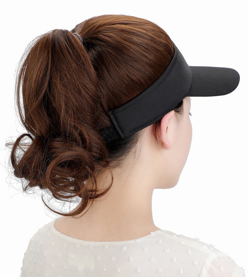 Women Hat Wig Hat with Hair Ponytail Wig Baseball Cap with Hair Brown