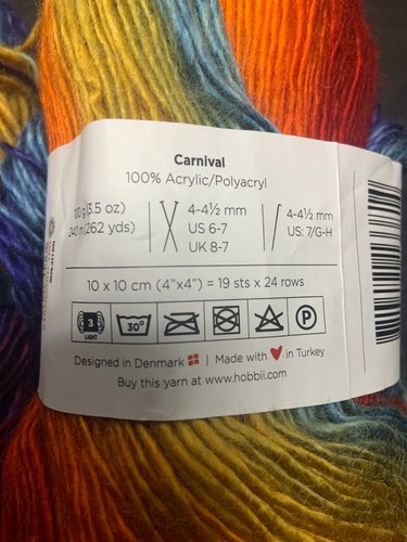 (Lote de 2) Hilo Hobbii Carnaval 100% Acrílico, #15 Bonito - Imagen 3 de 5