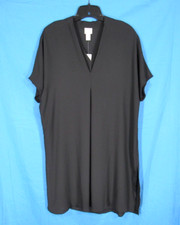 NWT CHICO'S Black Flowy Georgette V-NECK MINI-DRESS SHIFT  Tunic Top 0 (US S)