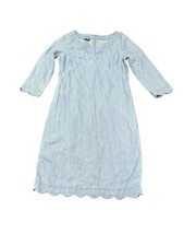 Talbots Size 2 Scallop Trim Denim ChamBray Knee Length Shift Dress Light Jean