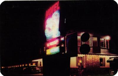 Ottawa Ontario Motel Rock Haven Neon Sign Night View Chrome Postcard Unused
