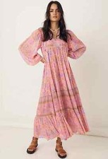 Spell & the Gypsy Dress Size Small S Butterfly Musk Pink Boho Maxi Long Sleeve