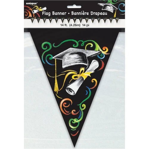 Banner pennant unico Chalkboard Congrats grado, 14 piedi - Foto 2 di 3