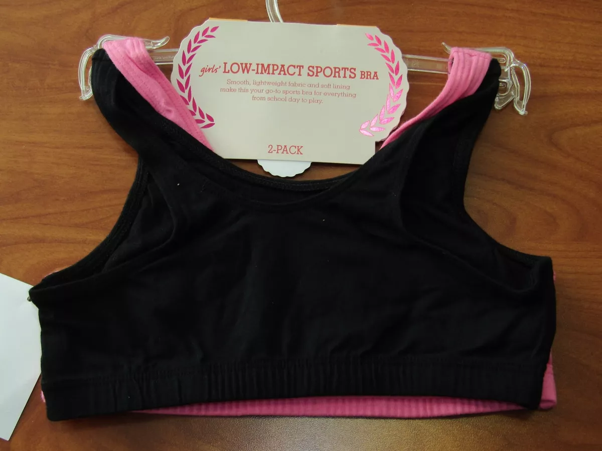 NEW SO from Kohls Girls Pink and Black Low Impact Sports Bra 2 Pack SZ  Small S