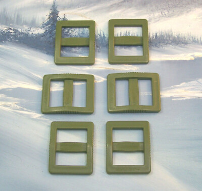 OD X-LARGE 1'' WIDE SLOT SLIDES - ADJUSTERS For THICK HEAVY WEBBING ~ 6 Pk 