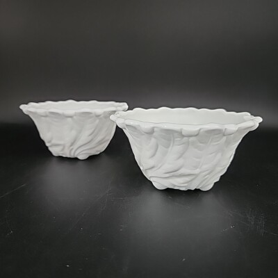 2 Vitg Wild Rose Milk Glass Fruit Cocktail Bowls By Indiana Glass Country Chic