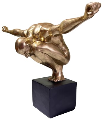 Modern Male Take A Bow Sculpture Nude Muscular Figure Art Statue Decor 8  Tall