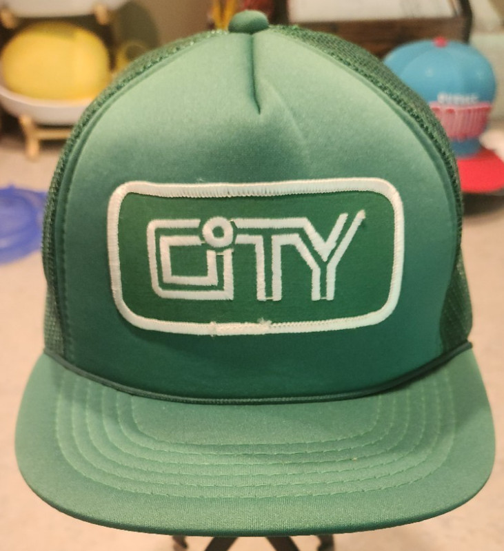 Detroit "CITY" High Crown Snapback Trucker Hat, Kelly Green, 1980's Vintage