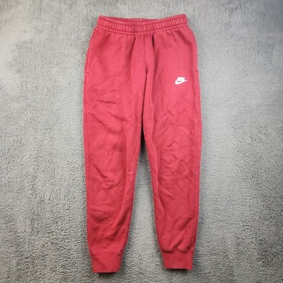 Nike Mens Small Jogger Sweatpants Red Pull On Soft Embroidered Swoosh Sportswear