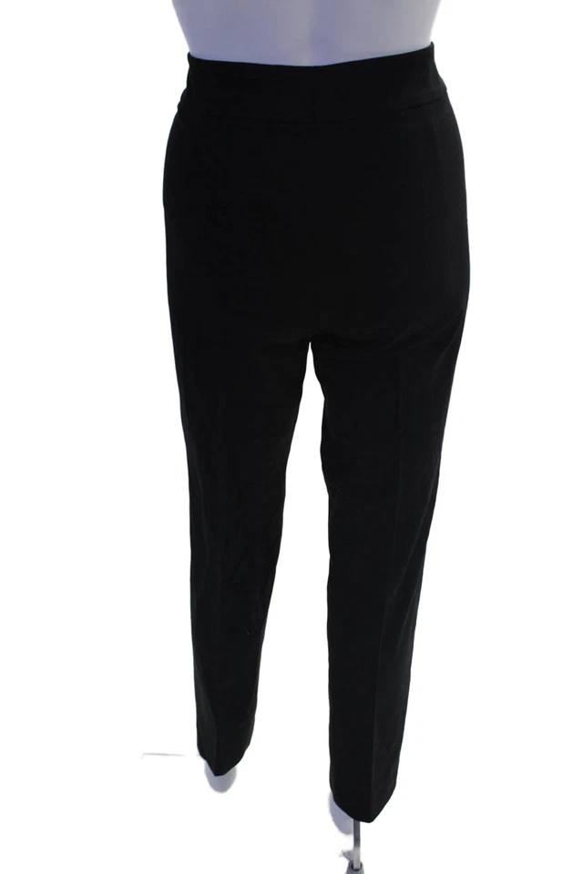 Pantalones cónicos Rena Lange para mujer costura frontal tiro medio cremallera lateral negros talla 8 Foto 3 de 4
