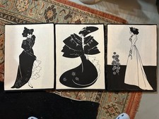 3 impresiones textiles Aubrey Beardsley arte decoración decoración hogar