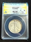 1937 S WALKING LIBERTY HALF DOLLAR ANACS AU 50 DETAILS CLEANED 876