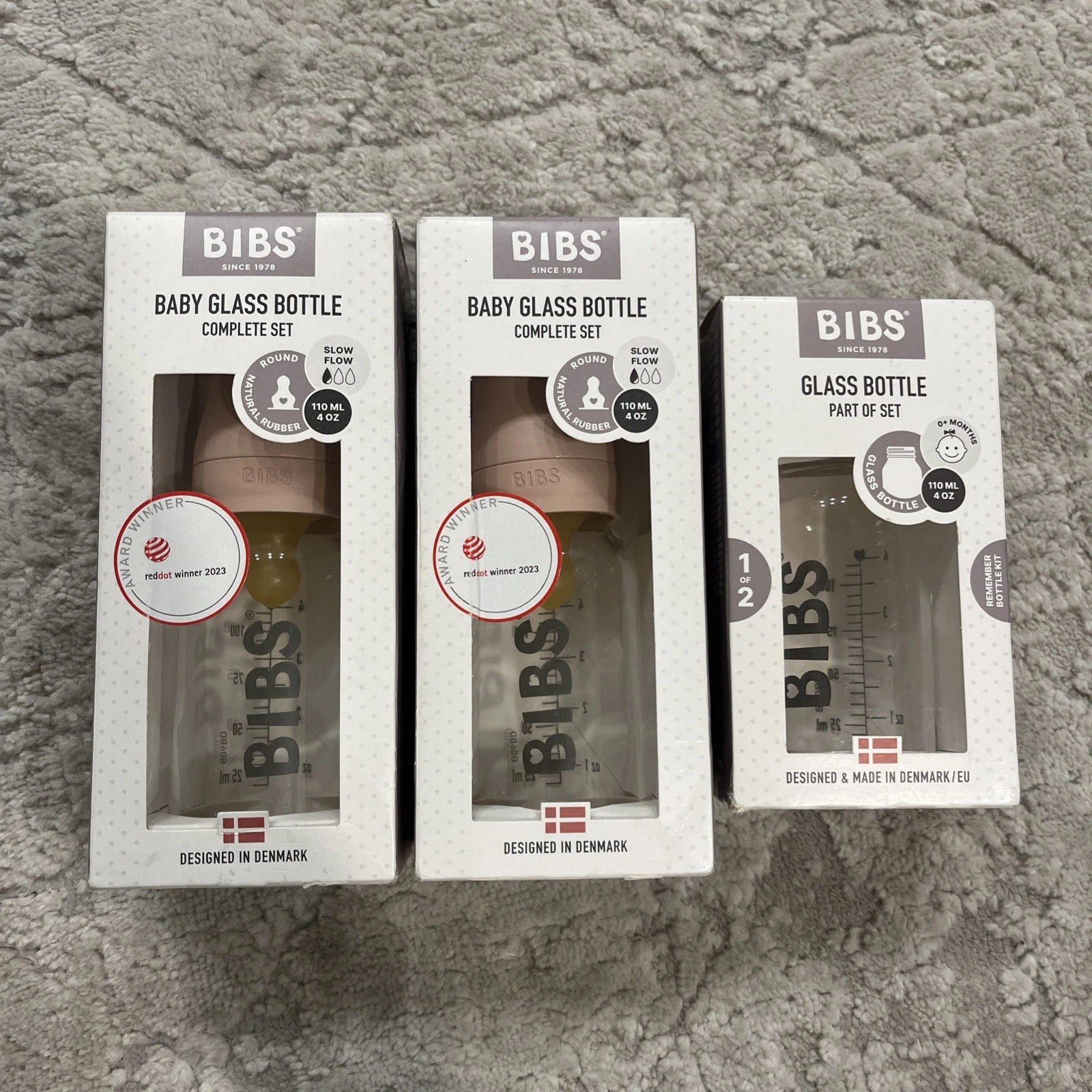 BIBS Baby Glass Bottle Blush 110 ml 4oz BPA Free Natural Rubber Slow Flow 2 Set
Opens in a new windo