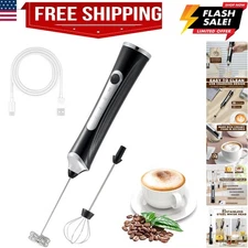 Handheld Electric Milk Frother with 2 Heads, Coffee Whisk Foam Mixer with USB...