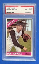 1966 TOPPS #144 DON SCHWALL PIRATES PSA 8