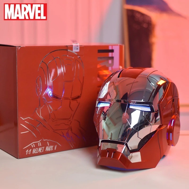 Casco portátil con control de voz deformable Jarvis Iron Man MK5 1:1 galvanizado