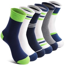 Kids Boys Socks Athletic Basketball Youth Sport Crew Cotton Breathable Soft G...