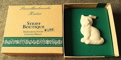 Steiff Boutique Katze Brosche Anstecknadel Porzellan Hutschenreuther sammeln TOP