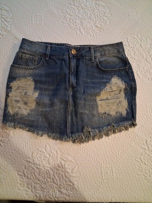  Y2k Coca Cola Mini  Skirt Women s Sz 4 Blue Demin Distressed  Frayed  90 s Vtg