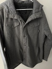 Brand New Burton Men's Winter Coat Size Large Button Up W/Hoodie Gray