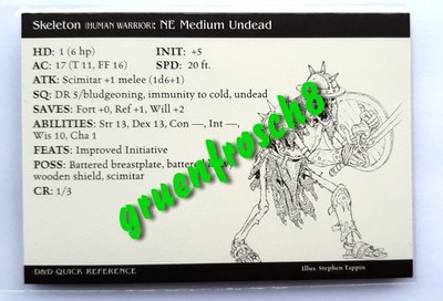  SKELETON  55 C  HARBINGER 2003  D&D DUNGEONS & DRAGONS MINIATURES GAMES CARD