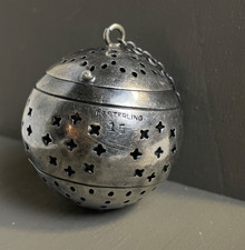 Star-pierced Hinged Silver Tea Ball — Early 20th Century American Sterling 13g