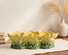 Vintage McCoy Triple Pot Planter Art Pottery Glossy Yellow & Green