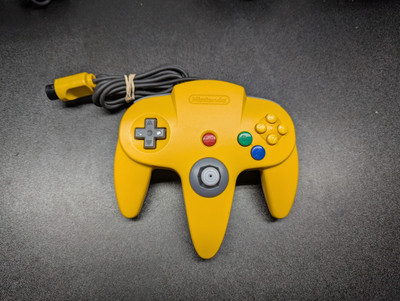 Authentic Nintendo N64 Yellow OEM Controller w/Hall Effect Joystick Upgrade