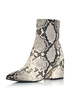 AQUA Womens Beige Snake Print Padded Marlo Pointed Toe Block Heel Booties 6.5 M