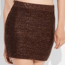 Wild Fable Brown And Gold-Toned Sequin Sweater Mini Skirt, Size XL, NWT