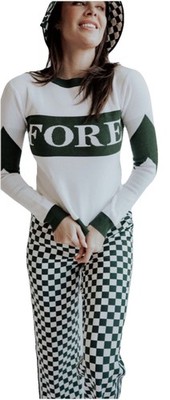 Fore All Women s Sweater  Green/Ivory  Sz XS NWOT