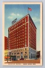 Grand Rapids MI-Michigan, Morton Hotel, Advertising, Vintage Souvenir Postcard