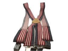 Americas Choice Heavy Duty Pants Suspenders USA Flag Metal Clips Red White Blue