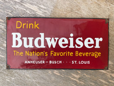 BUDWEISER porcelain sign beer advertising vin...