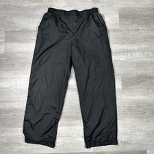 Vintage Nike Womens Black Lined Windbreaker Pants Sz Large Y2K Baggy Silver Tag