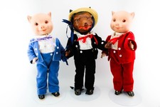 1920s FRUENDLICH COMPOSITION BIG BAD WOLF 2 PIGS DOLL TOY SET RARE