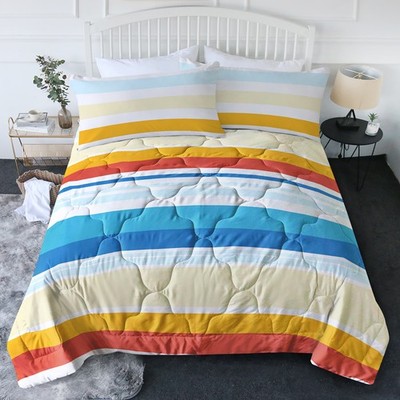 3PCS Rainbow Striped Comforter Set   Queen Size   Ultra Soft Microfiber   All Se