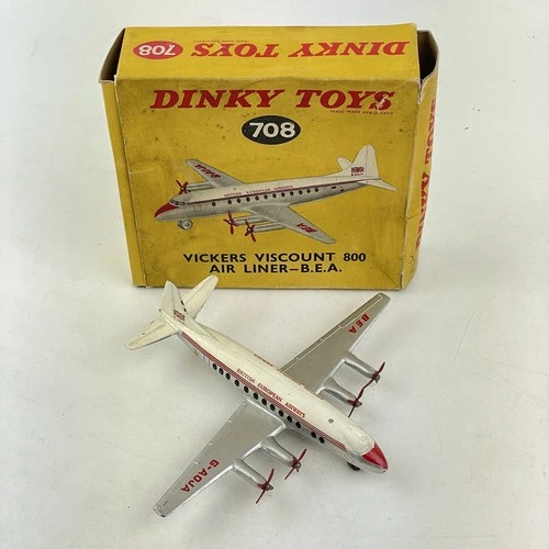 Vintage Boxed Dinky Toys No. 708 Vickers Viscount 800 Air Liner BEA