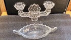 2-pc Fostoria American Pattern Cubist 2-armed Candle Holder and Candy Dish — photo 3