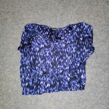 Express Blue Black White Abstract Print V-Neck Cinched Waist Dress M