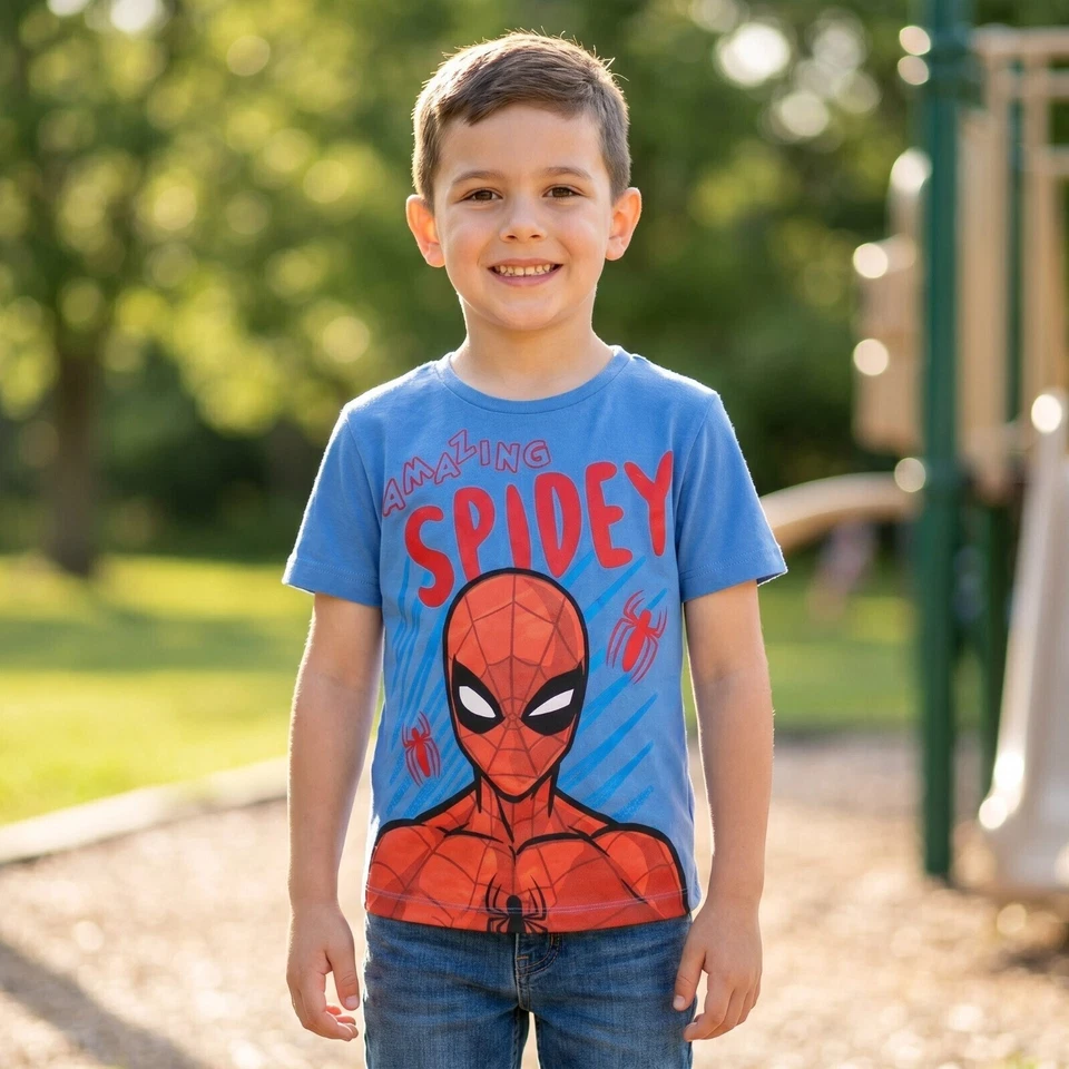 Marvel Spiderman Kinder Jungen kurzarm T-Shirt Shirt Gr. 98 100% Baumwolle - Bild 4 von 4